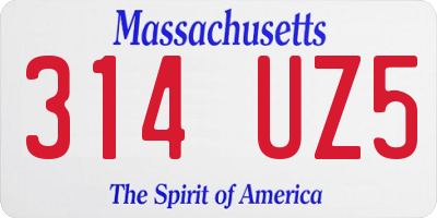 MA license plate 314UZ5