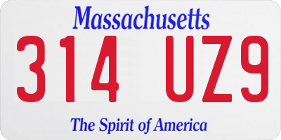 MA license plate 314UZ9