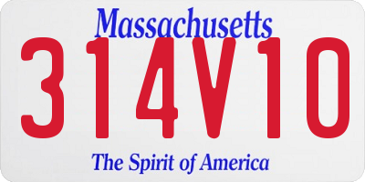 MA license plate 314V10