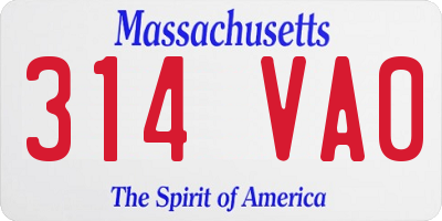 MA license plate 314VA0