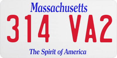 MA license plate 314VA2