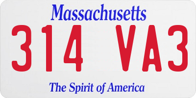 MA license plate 314VA3