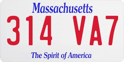 MA license plate 314VA7