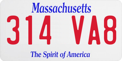 MA license plate 314VA8