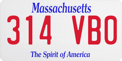 MA license plate 314VB0