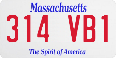 MA license plate 314VB1