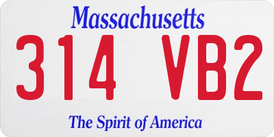 MA license plate 314VB2