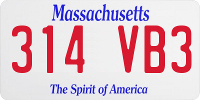 MA license plate 314VB3