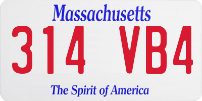 MA license plate 314VB4