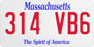 MA license plate 314VB6
