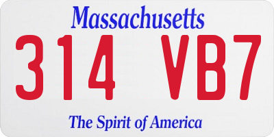 MA license plate 314VB7
