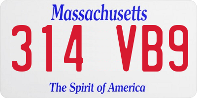 MA license plate 314VB9