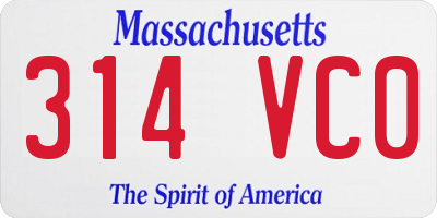 MA license plate 314VC0