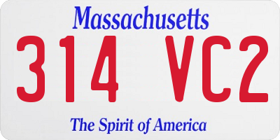 MA license plate 314VC2