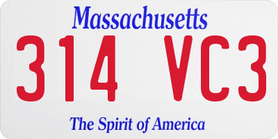 MA license plate 314VC3
