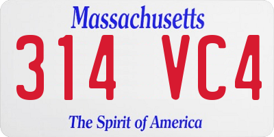 MA license plate 314VC4