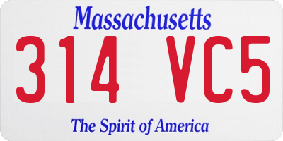 MA license plate 314VC5