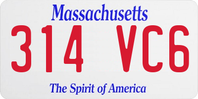MA license plate 314VC6