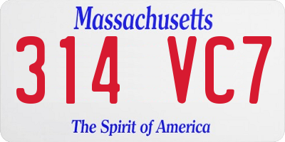MA license plate 314VC7