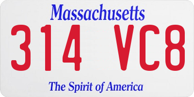 MA license plate 314VC8