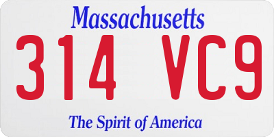 MA license plate 314VC9