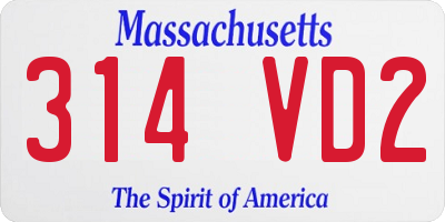 MA license plate 314VD2