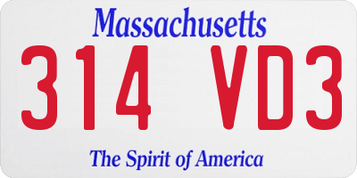 MA license plate 314VD3