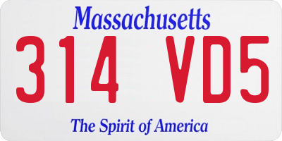 MA license plate 314VD5