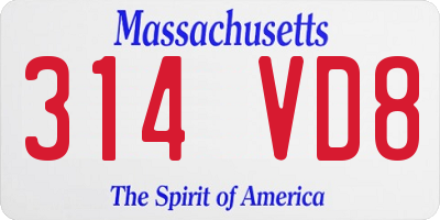 MA license plate 314VD8