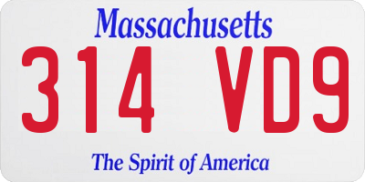 MA license plate 314VD9