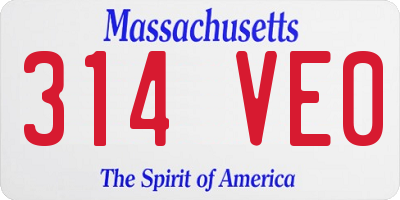 MA license plate 314VE0
