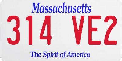 MA license plate 314VE2