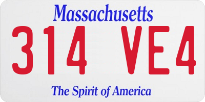 MA license plate 314VE4