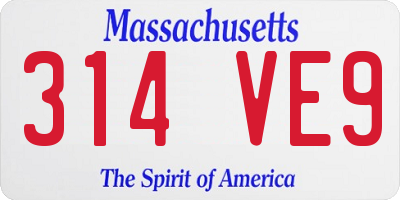 MA license plate 314VE9