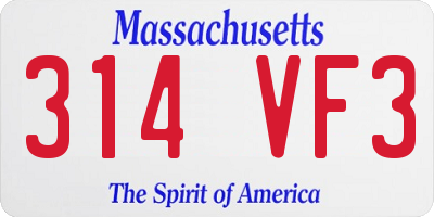 MA license plate 314VF3