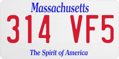 MA license plate 314VF5