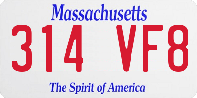 MA license plate 314VF8