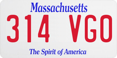MA license plate 314VG0