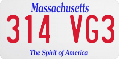 MA license plate 314VG3