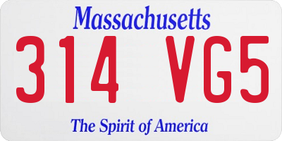 MA license plate 314VG5
