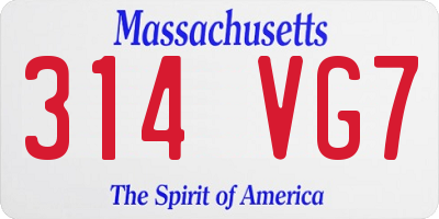 MA license plate 314VG7