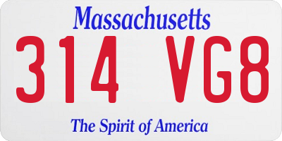 MA license plate 314VG8