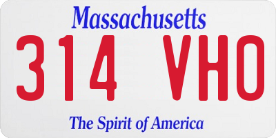 MA license plate 314VH0