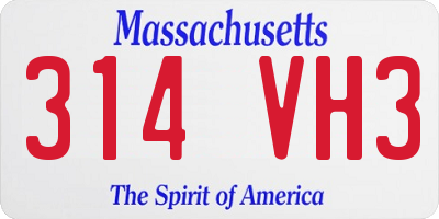 MA license plate 314VH3