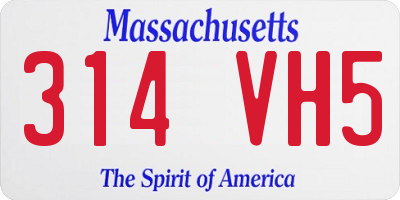 MA license plate 314VH5