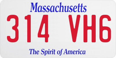 MA license plate 314VH6