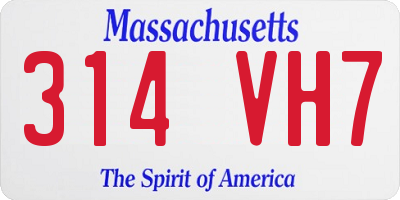 MA license plate 314VH7