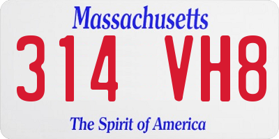 MA license plate 314VH8