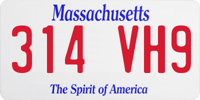 MA license plate 314VH9
