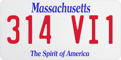 MA license plate 314VI1